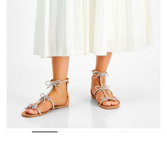 Macy’s New w/Box Gertrude Bling Bow Gladiator Sandals - Picture 3 of 13